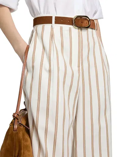 TWP Women's Hudson Striped Cotton Wide-Leg Pants - White Khaki | Thumbnail 6 TWP Women's Hudson Striped Cotton Wide-Leg Pants - White Khaki | Thumbnail 6