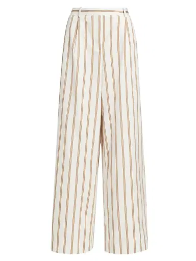 TWP Women's Hudson Striped Cotton Wide-Leg Pants - White Khaki | Thumbnail 1 TWP Women's Hudson Striped Cotton Wide-Leg Pants - White Khaki | Thumbnail 1