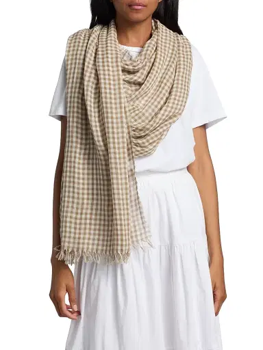 Vince Women's Gingham Cotton Scarf | Thumbnail 2 Vince Women's Gingham Cotton Scarf | Thumbnail 2