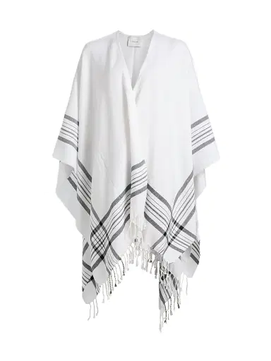 Vince Women's Plaid-Trim Cotton-Cashmere Cape | Thumbnail 1 Vince Women's Plaid-Trim Cotton-Cashmere Cape | Thumbnail 1