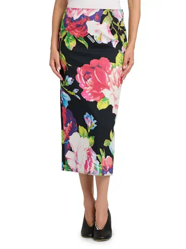 MOSCHINO Women's Floral Stretch-Cotton Pencil Skirt - Multi Black | Thumbnail 3 MOSCHINO Women's Floral Stretch-Cotton Pencil Skirt - Multi Black | Thumbnail 3