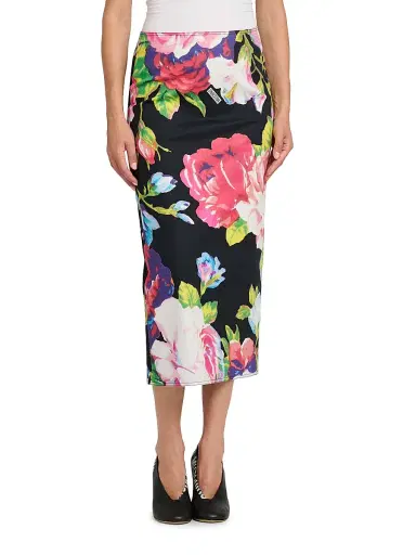 MOSCHINO Women's Floral Stretch-Cotton Pencil Skirt - Multi Black | Thumbnail 4 MOSCHINO Women's Floral Stretch-Cotton Pencil Skirt - Multi Black | Thumbnail 4