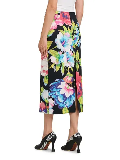 MOSCHINO Women's Floral Stretch-Cotton Pencil Skirt - Multi Black | Thumbnail 5 MOSCHINO Women's Floral Stretch-Cotton Pencil Skirt - Multi Black | Thumbnail 5