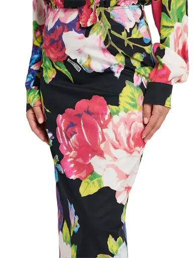 MOSCHINO Women's Floral Stretch-Cotton Pencil Skirt - Multi Black | Thumbnail 6 MOSCHINO Women's Floral Stretch-Cotton Pencil Skirt - Multi Black | Thumbnail 6