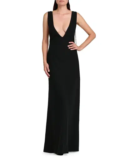 MOSCHINO Women's Rhinestone Chains Stretch-Crepe Gown - Black - Size 12 | Thumbnail 3 MOSCHINO Women's Rhinestone Chains Stretch-Crepe Gown - Black - Size 12 | Thumbnail 3