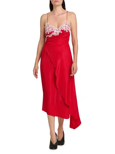 MOSCHINO Women's Lace & Satin Wrap-Style Dress | Thumbnail 2 MOSCHINO Women's Lace & Satin Wrap-Style Dress | Thumbnail 2