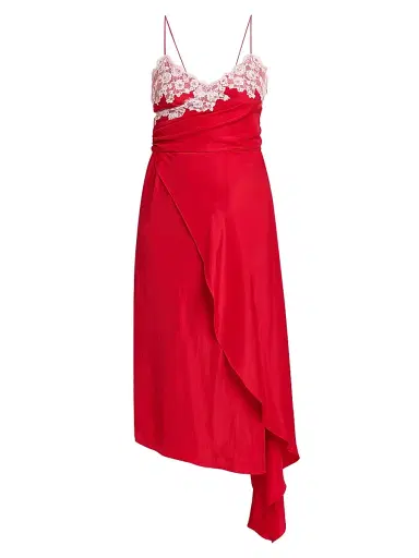 MOSCHINO Women's Lace & Satin Wrap-Style Dress | Thumbnail 1 MOSCHINO Women's Lace & Satin Wrap-Style Dress | Thumbnail 1