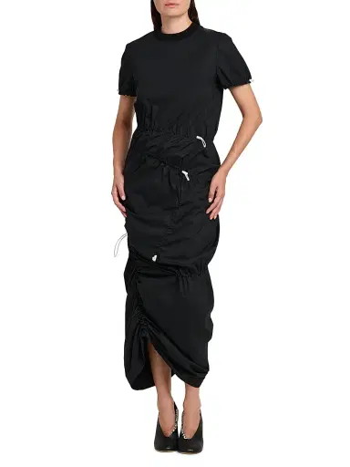 MOSCHINO Women's Drawcord Stretch-Cotton Midi-Dress - Multi Black | Thumbnail 2 MOSCHINO Women's Drawcord Stretch-Cotton Midi-Dress - Multi Black | Thumbnail 2