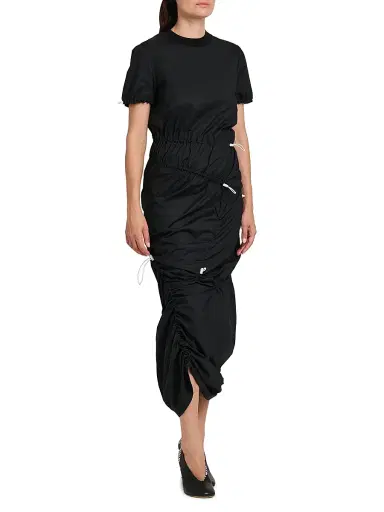 MOSCHINO Women's Drawcord Stretch-Cotton Midi-Dress - Multi Black | Thumbnail 4 MOSCHINO Women's Drawcord Stretch-Cotton Midi-Dress - Multi Black | Thumbnail 4