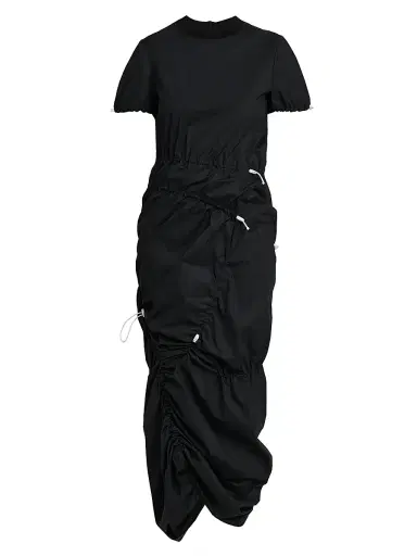 MOSCHINO Women's Drawcord Stretch-Cotton Midi-Dress - Multi Black | Thumbnail 1 MOSCHINO Women's Drawcord Stretch-Cotton Midi-Dress - Multi Black | Thumbnail 1