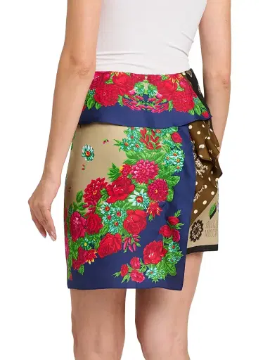MOSCHINO Women's Mixed Floral Print Silk Miniskirt - Multi Color - Size 14 | Thumbnail 5 MOSCHINO Women's Mixed Floral Print Silk Miniskirt - Multi Color - Size 14 | Thumbnail 5