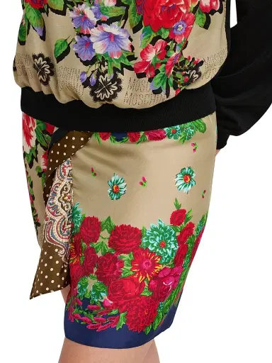 MOSCHINO Women's Mixed Floral Print Silk Miniskirt - Multi Color - Size 14 | Thumbnail 6 MOSCHINO Women's Mixed Floral Print Silk Miniskirt - Multi Color - Size 14 | Thumbnail 6