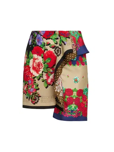 MOSCHINO Women's Mixed Floral Print Silk Miniskirt - Multi Color - Size 14 | Thumbnail 1 MOSCHINO Women's Mixed Floral Print Silk Miniskirt - Multi Color - Size 14 | Thumbnail 1