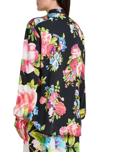 MOSCHINO Women's Floral Satin Blouse - Multi Black | Thumbnail 5 MOSCHINO Women's Floral Satin Blouse - Multi Black | Thumbnail 5