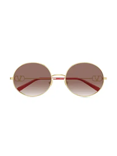 Valentino Garavani Women's 20MM VLogo Round Sunglasses - Gold Brown | Thumbnail 2 Valentino Garavani Women's 20MM VLogo Round Sunglasses - Gold Brown | Thumbnail 2