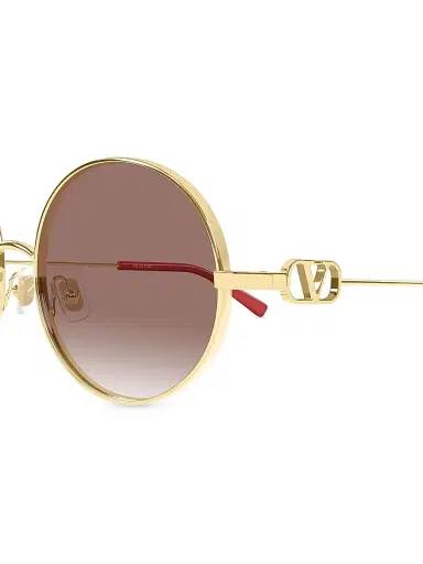 Valentino Garavani Women's 20MM VLogo Round Sunglasses - Gold Brown | Thumbnail 3 Valentino Garavani Women's 20MM VLogo Round Sunglasses - Gold Brown | Thumbnail 3