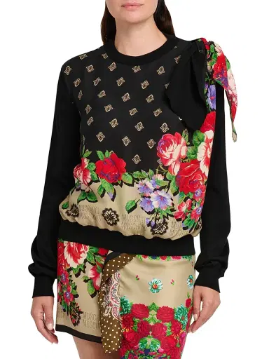 MOSCHINO Women's Floral Cotton Crewneck Sweater - Black - Size 12 | Thumbnail 3 MOSCHINO Women's Floral Cotton Crewneck Sweater - Black - Size 12 | Thumbnail 3