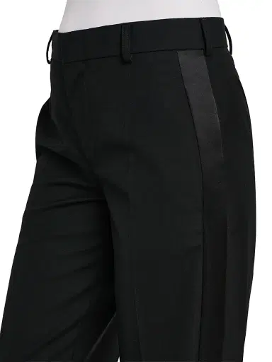 MOSCHINO Women's Crease-Front Wool Trousers - Multi Black - Size 14 | Thumbnail 6 MOSCHINO Women's Crease-Front Wool Trousers - Multi Black - Size 14 | Thumbnail 6