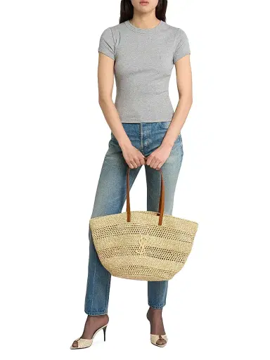Saint Laurent Women's Panier Tote Bag in Raffia - Natural | Thumbnail 2 Saint Laurent Women's Panier Tote Bag in Raffia - Natural | Thumbnail 2