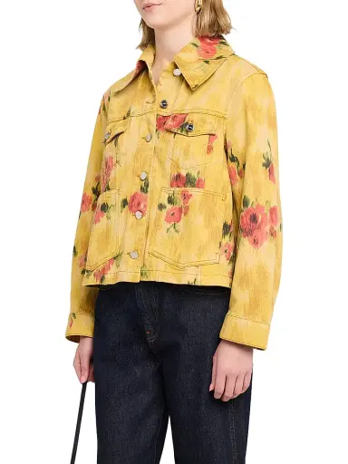 Ganni Women's Floral Print Denim Jacket - Vibrant Yellow - Size 14 | Thumbnail 3 Ganni Women's Floral Print Denim Jacket - Vibrant Yellow - Size 14 | Thumbnail 3