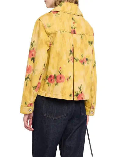 Ganni Women's Floral Print Denim Jacket - Vibrant Yellow - Size 14 | Thumbnail 4 Ganni Women's Floral Print Denim Jacket - Vibrant Yellow - Size 14 | Thumbnail 4