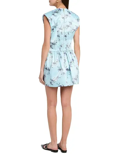 Ganni Women's Printed Satin Corset Minidress - Iced Aqua | Thumbnail 4 Ganni Women's Printed Satin Corset Minidress - Iced Aqua | Thumbnail 4