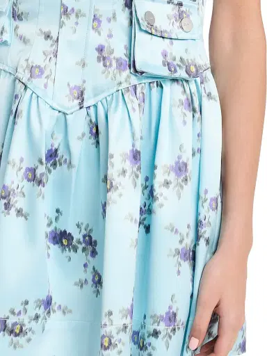 Ganni Women's Printed Satin Corset Minidress - Iced Aqua | Thumbnail 5 Ganni Women's Printed Satin Corset Minidress - Iced Aqua | Thumbnail 5