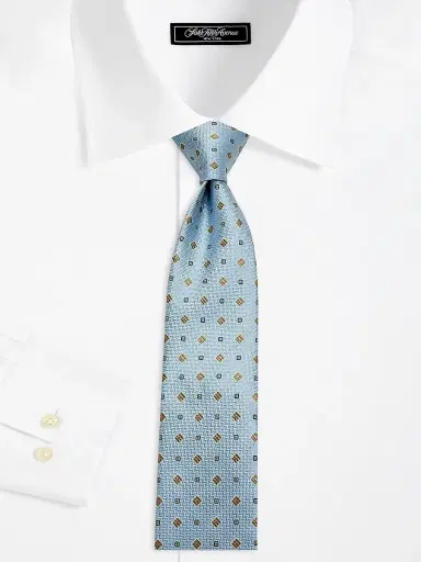 Canali Men's Chevron Medallion Silk Tie - Light Blue | Thumbnail 2 Canali Men's Chevron Medallion Silk Tie - Light Blue | Thumbnail 2