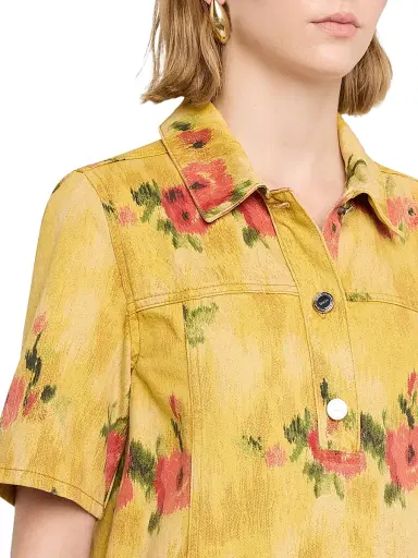 Ganni Women's Floral Print Denim Minidress - Vibrant Yellow | Thumbnail 5 Ganni Women's Floral Print Denim Minidress - Vibrant Yellow | Thumbnail 5