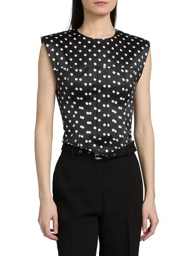 Ganni Women's Polka Dot Double Satin Corset Top - Black - Size 4 | Thumbnail 3 Ganni Women's Polka Dot Double Satin Corset Top - Black - Size 4 | Thumbnail 3