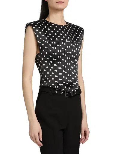 Ganni Women's Polka Dot Double Satin Corset Top - Black - Size 4 | Thumbnail 4 Ganni Women's Polka Dot Double Satin Corset Top - Black - Size 4 | Thumbnail 4
