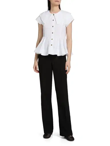 Ganni Women's Peter Pan Cotton Shirt - Bright White | Thumbnail 2 Ganni Women's Peter Pan Cotton Shirt - Bright White | Thumbnail 2