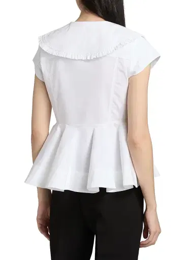 Ganni Women's Peter Pan Cotton Shirt - Bright White | Thumbnail 5 Ganni Women's Peter Pan Cotton Shirt - Bright White | Thumbnail 5