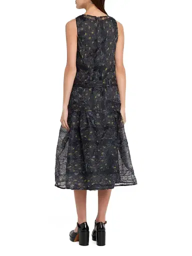 Ganni Women's Shibori Organza Belted Midi-Dress - Black Sand | Thumbnail 4 Ganni Women's Shibori Organza Belted Midi-Dress - Black Sand | Thumbnail 4