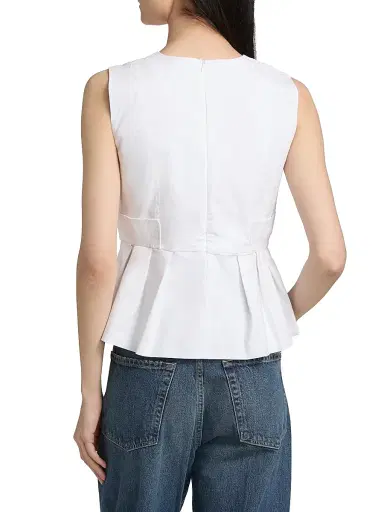 Ganni Women's Stretch-Cotton V-Neck Blouse - Bright White | Thumbnail 5 Ganni Women's Stretch-Cotton V-Neck Blouse - Bright White | Thumbnail 5