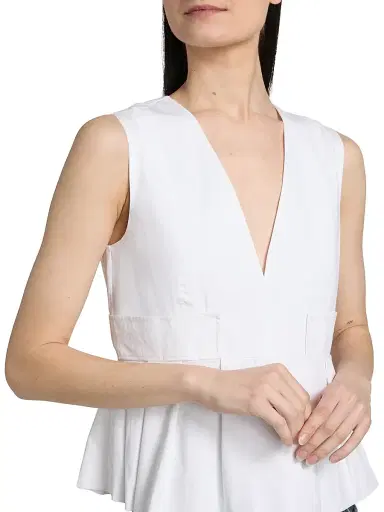 Ganni Women's Stretch-Cotton V-Neck Blouse - Bright White | Thumbnail 6 Ganni Women's Stretch-Cotton V-Neck Blouse - Bright White | Thumbnail 6