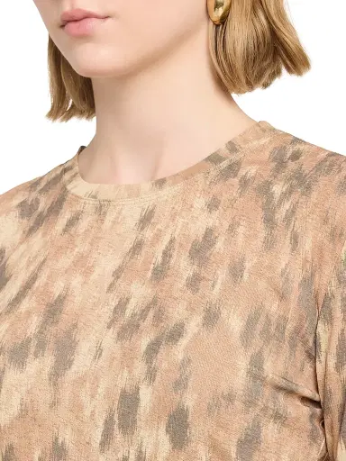 Ganni Women's Abstract-Print Marl Mesh Long-Sleeve Top - Burro | Thumbnail 5 Ganni Women's Abstract-Print Marl Mesh Long-Sleeve Top - Burro | Thumbnail 5