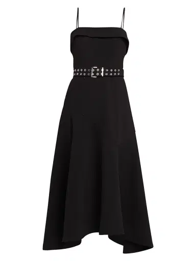 Ganni Women's Twill Suiting Midi-Dress - Black | Thumbnail 1 Ganni Women's Twill Suiting Midi-Dress - Black | Thumbnail 1