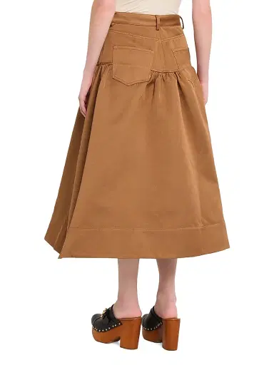 Ganni Women's Duchesse Twill Flare Midi-Skirt - Cinnamon Swirl | Thumbnail 4 Ganni Women's Duchesse Twill Flare Midi-Skirt - Cinnamon Swirl | Thumbnail 4