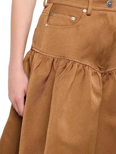 Ganni Women's Duchesse Twill Flare Midi-Skirt - Cinnamon Swirl | Thumbnail 5 Ganni Women's Duchesse Twill Flare Midi-Skirt - Cinnamon Swirl | Thumbnail 5