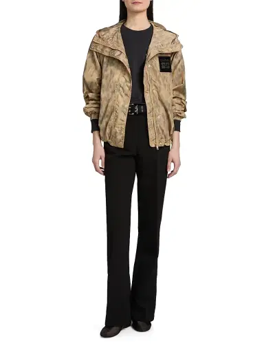 Ganni Women's Leopard-Print Flyweight Hooded Zip-Up Jacket - Burro - Size Large | Thumbnail 2 Ganni Women's Leopard-Print Flyweight Hooded Zip-Up Jacket - Burro - Size Large | Thumbnail 2