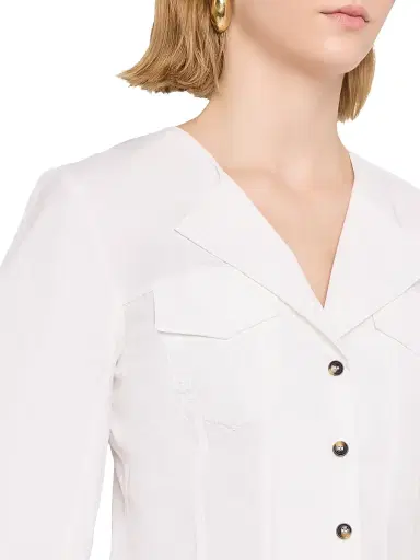 Ganni Women's Seamed Stretch-Cotton Shirt - Bright White | Thumbnail 5 Ganni Women's Seamed Stretch-Cotton Shirt - Bright White | Thumbnail 5