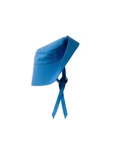 Miu Miu Women's Wide-Brimmed Poplin Bucket Hat - Blue | Thumbnail 1 Miu Miu Women's Wide-Brimmed Poplin Bucket Hat - Blue | Thumbnail 1