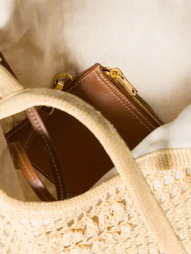 Miu Miu Women's Ivy Raffia Crochet Shoulder Bag - Beige Khaki | Thumbnail 4 Miu Miu Women's Ivy Raffia Crochet Shoulder Bag - Beige Khaki | Thumbnail 4