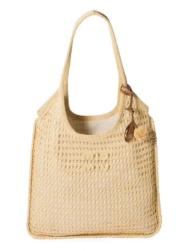 Miu Miu Women's Ivy Raffia Crochet Shoulder Bag - Beige Khaki | Thumbnail 1 Miu Miu Women's Ivy Raffia Crochet Shoulder Bag - Beige Khaki | Thumbnail 1