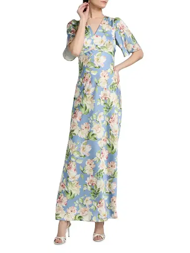 SACHIN & BABI Women's Sabette Floral-Print Satin Maxi Dress - Twilight Camellias - Size 0 | Thumbnail 2 SACHIN & BABI Women's Sabette Floral-Print Satin Maxi Dress - Twilight Camellias - Size 0 | Thumbnail 2