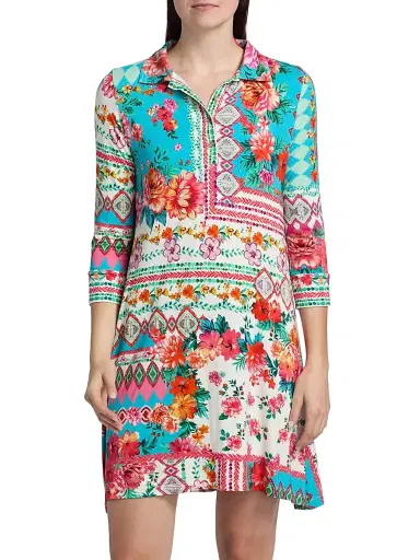Johnny Was Women's Janie Floral Patchwork Mini-Shirtdress - Renata Scarf | Thumbnail 3 Johnny Was Women's Janie Floral Patchwork Mini-Shirtdress - Renata Scarf | Thumbnail 3