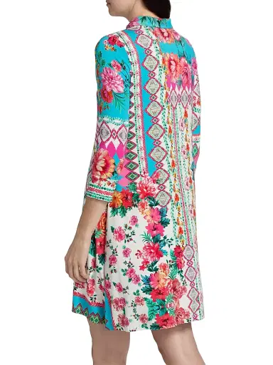 Johnny Was Women's Janie Floral Patchwork Mini-Shirtdress - Renata Scarf | Thumbnail 5 Johnny Was Women's Janie Floral Patchwork Mini-Shirtdress - Renata Scarf | Thumbnail 5