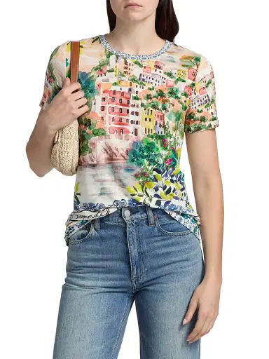 Johnny Was Women's The Janie Printed Crewneck T-Shirt - Olympe Scarf | Thumbnail 3 Johnny Was Women's The Janie Printed Crewneck T-Shirt - Olympe Scarf | Thumbnail 3