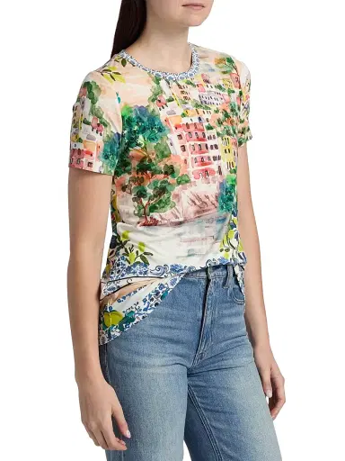 Johnny Was Women's The Janie Printed Crewneck T-Shirt - Olympe Scarf | Thumbnail 4 Johnny Was Women's The Janie Printed Crewneck T-Shirt - Olympe Scarf | Thumbnail 4